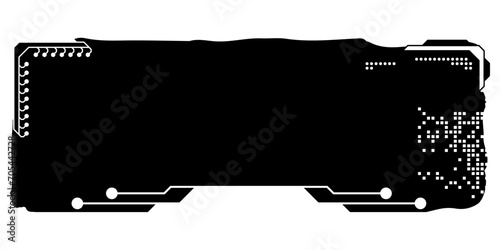 Rectangular design clipart in tech style isolated on white. Short tech plate with copy space. Clipart.