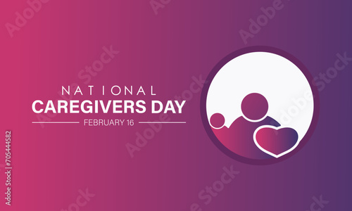 National Caregivers Day observed every year of 16th february, Vector health banner, flyer, poster and social medial template design.