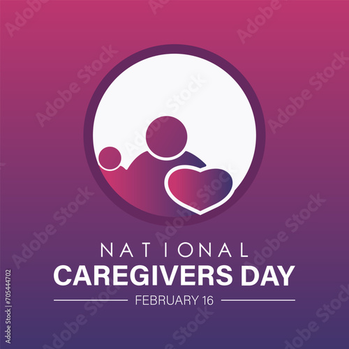 National Caregivers Day observed every year of 16th february, Vector health banner, flyer, poster and social medial template design.