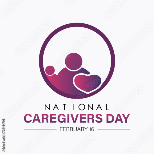 National Caregivers Day observed every year of 16th february, Vector health banner, flyer, poster and social medial template design.