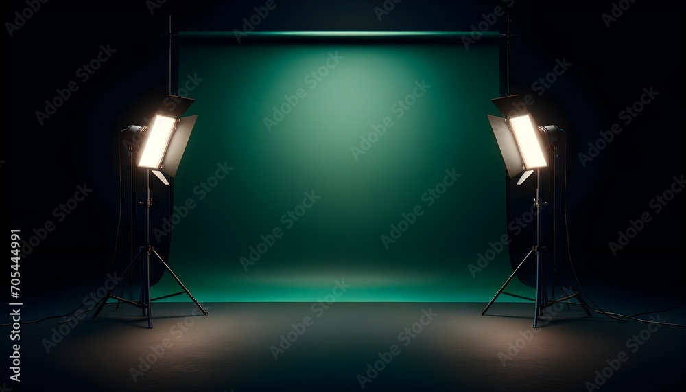 Studio Spotlight Dramatic Green Photoshoot Backdrop