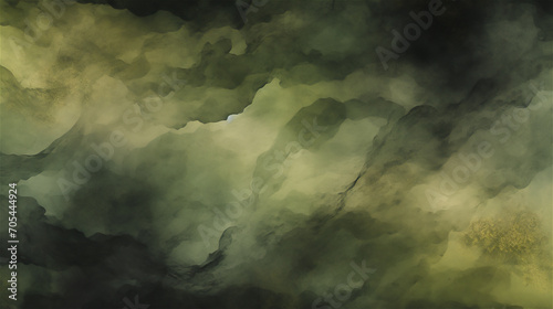 Verdant Mists: An abstract landscape of dark green marbleized texture

