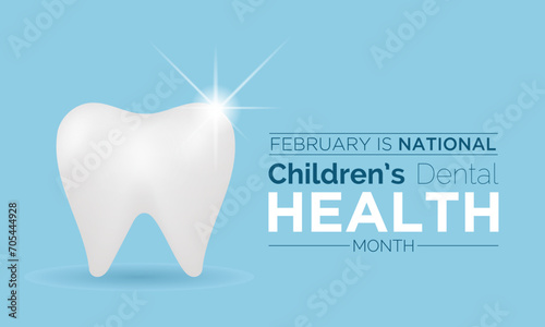 National Children’s Dental Health Month observed every year in month of february. Vector health banner, flyer, poster and social medial template design.