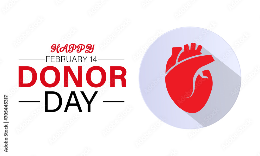 National Donor Day observed every year on february 14. Vector health banner, flyer, poster and social medial template design.