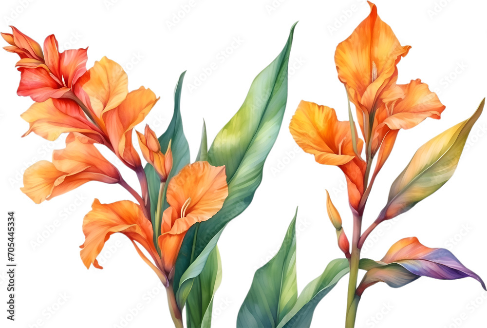 Watercolor painting of Canna flower. Watercolor painting of Canna flower.