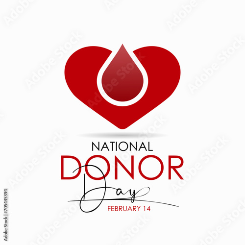 National Donor Day observed every year on february 14. Vector health banner, flyer, poster and social medial template design.