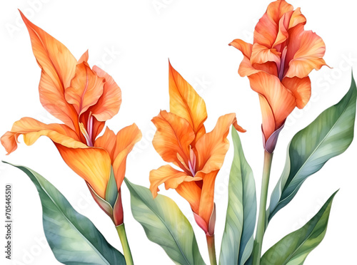 Watercolor painting of Canna flower.  photo