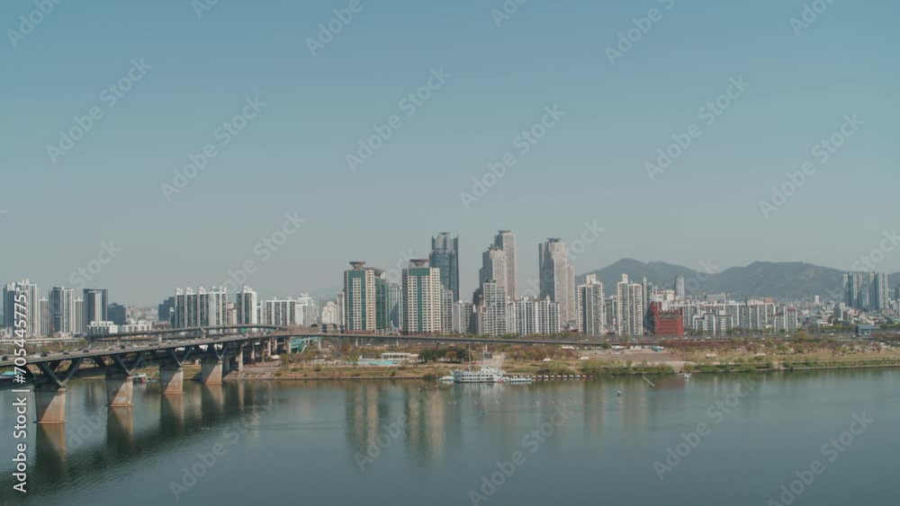 View of Seoul city, South Korea. Drone shot View of Seoul city, South Korea. Drone shot