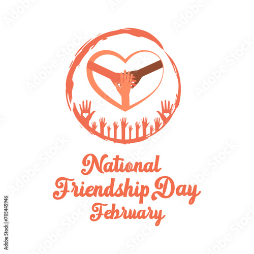 National Friendship Day February celebrated on 11th February. Vector banner, flyer, poster and social medial template design.
