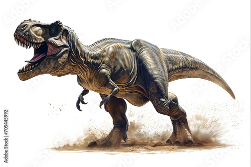 Tyrannosaurus Rex Charging Forward, 8K High Resolution, Transparent PNG Format, Isolated on White, Error Free Hand Retouched AI Artwork © Jason