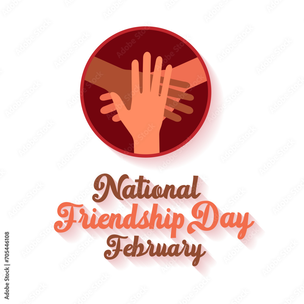 Obraz premium National Friendship Day February celebrated on 11th February. Vector banner, flyer, poster and social medial template design.