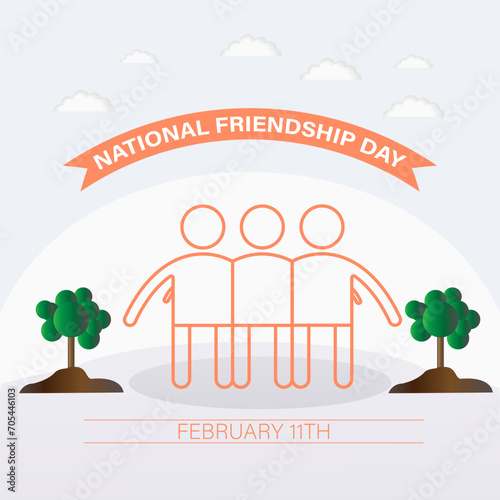 National Friendship Day February celebrated on 11th February. Vector banner, flyer, poster and social medial template design.