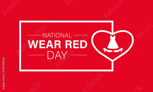 National Wear Red Day celebrated every year on February 2nd. Vector banner, flyer, poster and social medial template design.