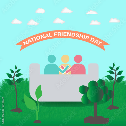 National Friendship Day February celebrated on 11th February. Vector banner, flyer, poster and social medial template design.