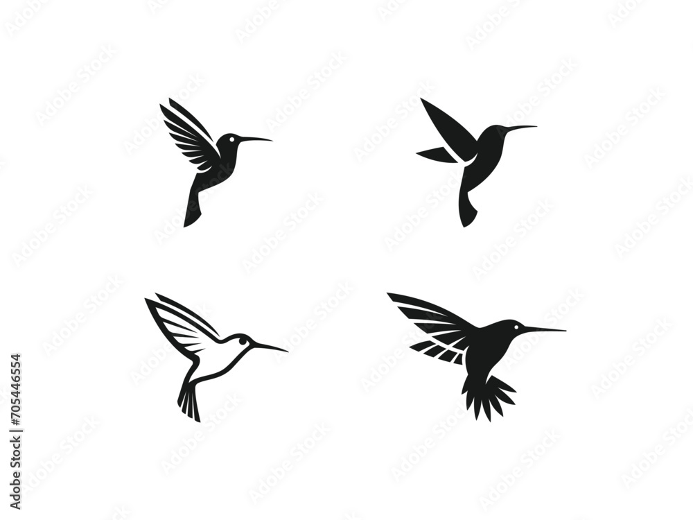 Fototapeta premium set of hummingbird logo vector icon illustration, colibri logo template