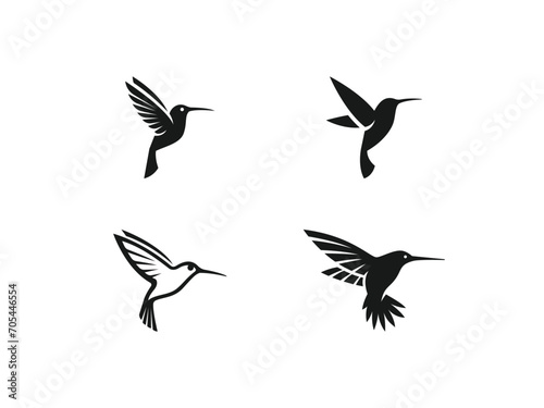 set of hummingbird logo vector icon illustration, colibri logo template photo