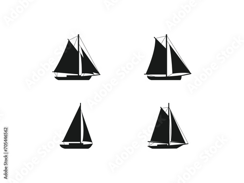 set of sailboat logo vector icon illustration, logo template