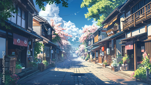 Plakat A japanese street in an anime