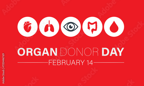 Organ Donor Day observed every year on february 14. Vector health banner, flyer, poster and social medial template design.