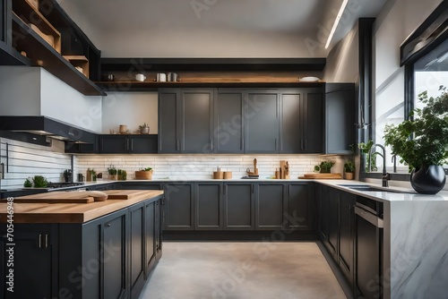 modern kitchen interior with kitchen