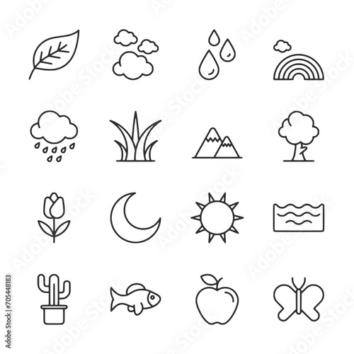 set of icons nature