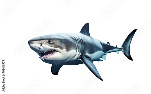 Majestic Encounter with the Great White Shark Isolated on Transparent Background PNG.