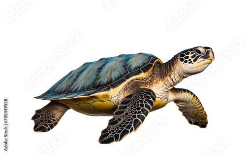 Enchanting Encounter with a Majestic Green Sea Turtle Isolated on Transparent Background PNG.