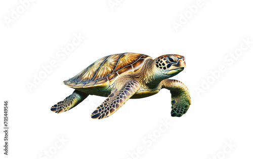 Graceful Aquatic Ballet: The Green Sea Turtle Swimming Elegance Isolated on Transparent Background PNG.