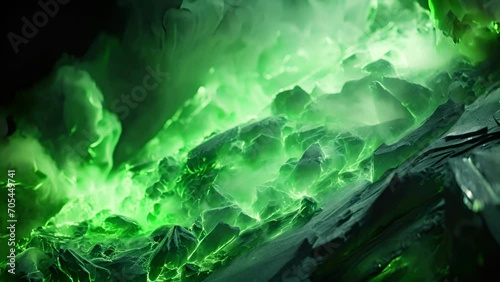 A closeup shot captures the intricate layers of barium chloride and magnesium, responsible for producing the dazzling green sparks that light up the sky in a fiery display. photo