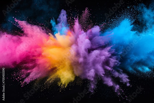 Explosion of colored powder on black background © fledermausstudio