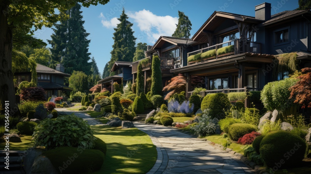 Obraz premium Modern house in the suburbs in Summer