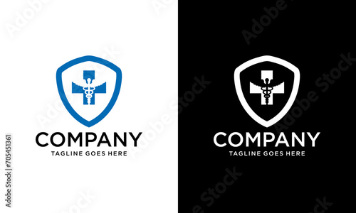 Health Protection With Shield Logo Design Vector Template For Medical Or Insurance Company.