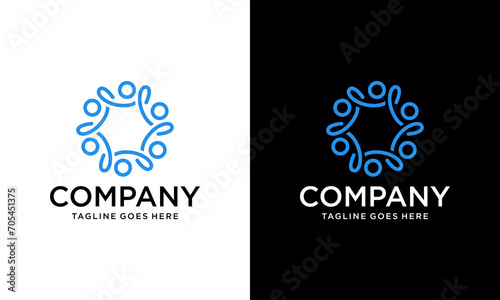 Creative linear six people icon logo. people friends logo concept vector icon. this icon also represents friendship, partnership cooperation unity,