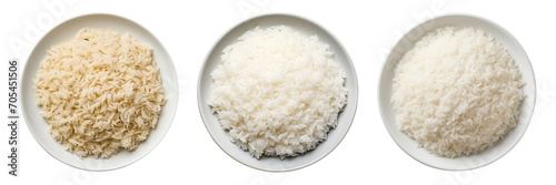 A set of essential stovetop rice on a plate transparent background is in the top view. PNG. photo