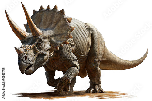 Triceratops Isolated on White, Transparent PNG Format, 6K High Resolution, Error Free Hand Retouched AI Artwork © Jason
