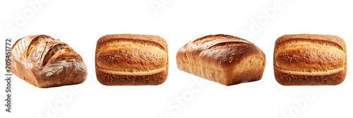 A set of wheat bread with a transparent background in the top view. PNG.