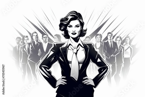illustration of a woman leader in vintage style photo