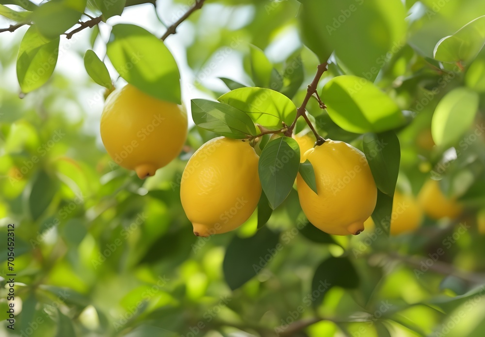 Lemon trees with ripe fruits. Bloomy lemon garden. Lemon trees with ripe fruits. Bloomy lemon garden.