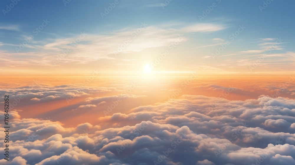 Dense fog over the ocean, beautiful clouds at sunrise The sun is rising over the sea of clouds. Dense fog over the ocean, beautiful clouds at sunrise The sun is rising over the sea of clouds.