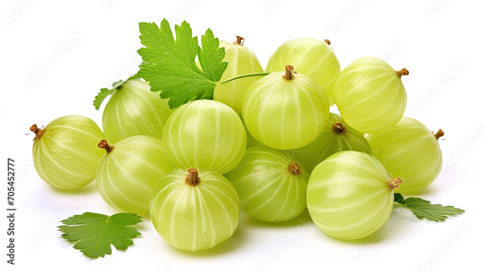 Green gooseberries isolated.. Generative AI Green gooseberries isolated.. Generative AI