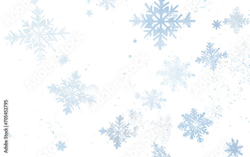 Glittering Snowflakes Dance on a Blue Canvas Isolated on Transparent Background PNG.