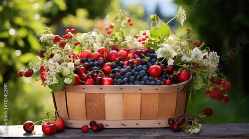 Harvested Summer Fruit Trug. Generative AI