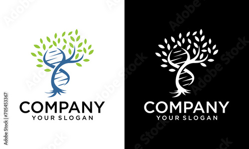 Creative logo dna tree, Natural Genetic logo design. Illustration vector graphic of Tree Plant with DNA Gene logo design.