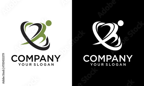Creative athletic logo run logo people logo, health and physical wellness business icon isolated vector Logo template with abstract illustration of running human isolated in green circle. healthy peop #705453379