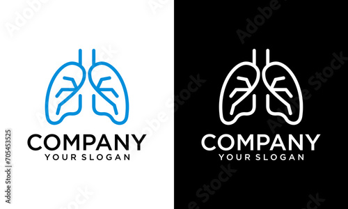 Creative blue lungs outline icon on white background. Editable stroke. Vector illustration.