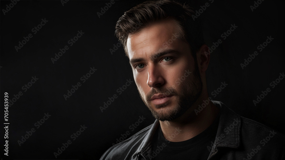 Portrait of a man on black background