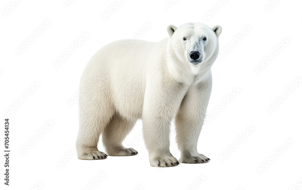 Arctic Sentinel: Witnessing the Grace of a Polar Bear on Frozen Waters Isolated on Transparent Background PNG.