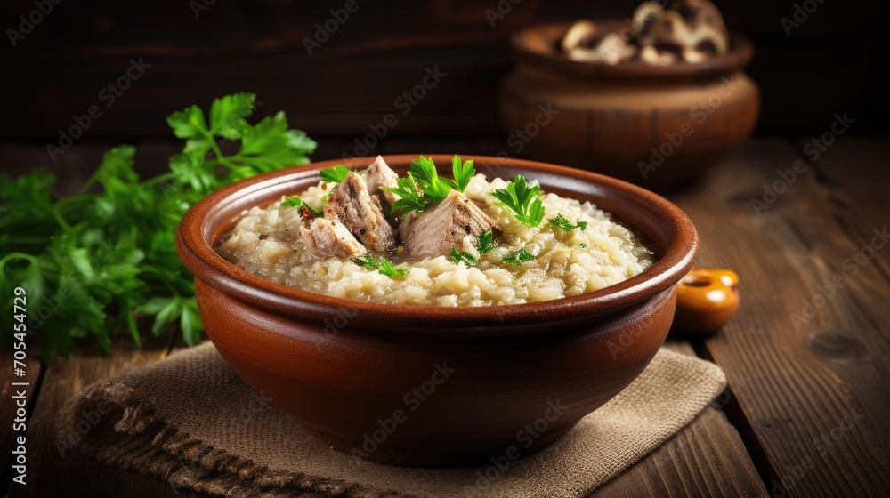 Porridge with pork.. Generative AI Porridge with pork.. Generative AI