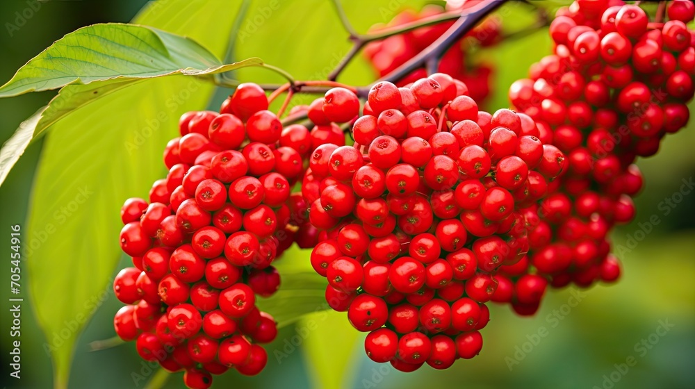 Red elderberry on branch. Generative AI