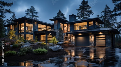 Luxury new construction home. The modern style home offers a two car garage space and d yard